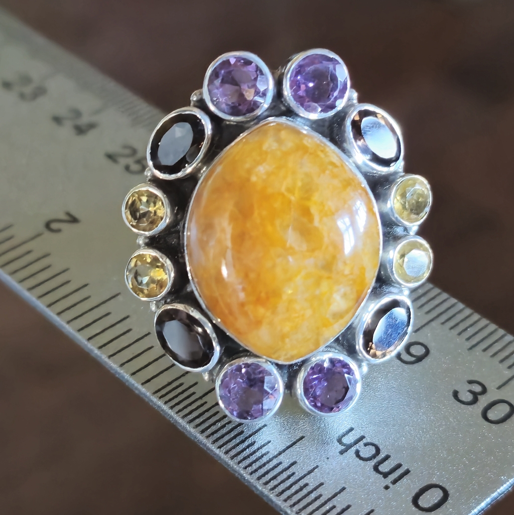 Nicky Butler Raj Limited Edition Butterscotch Quartz 925 Sterling Silver Ring Nb